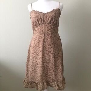 Beige Floral Print Dress